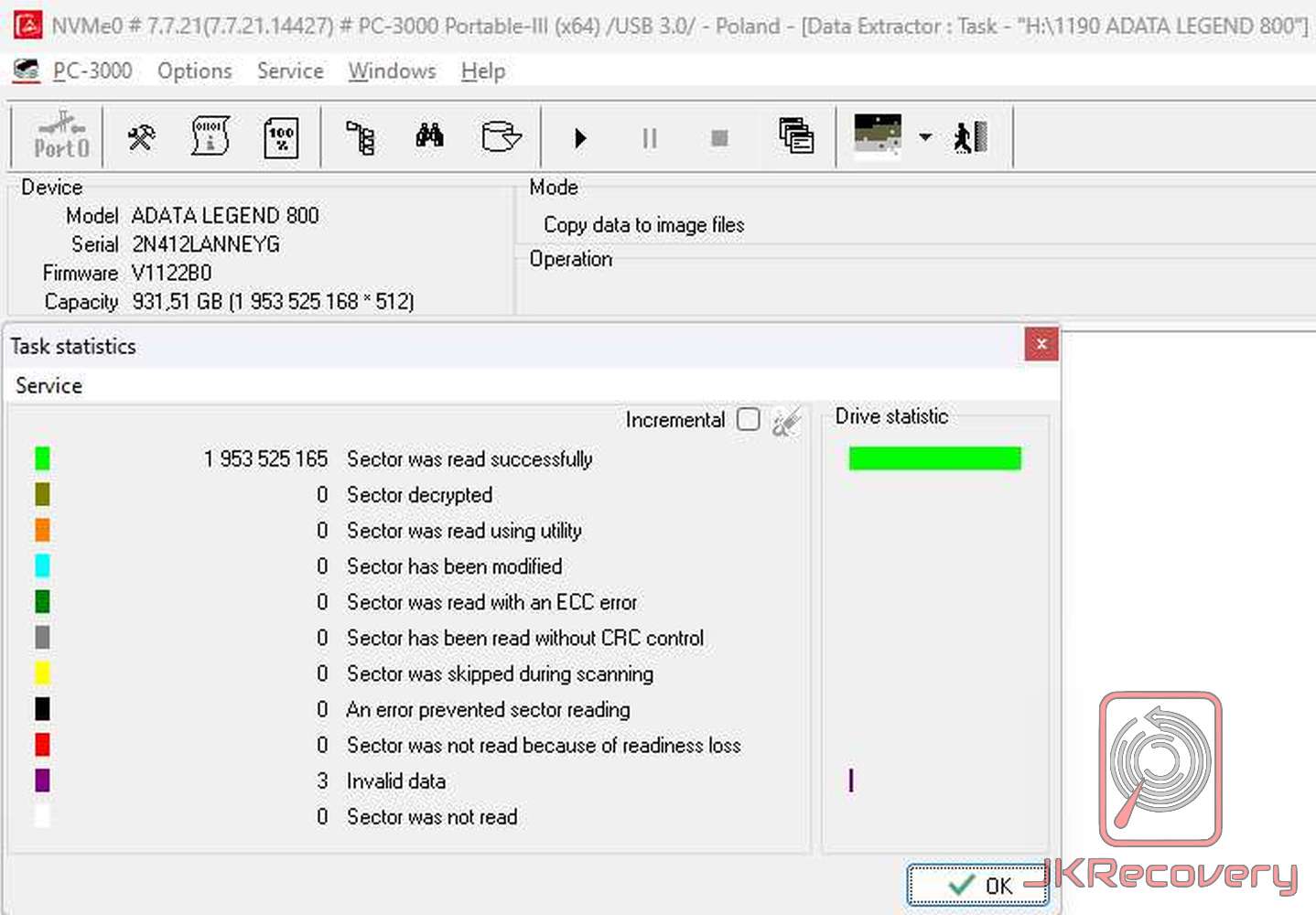 ADATA Legend 800 przed diagnostyką